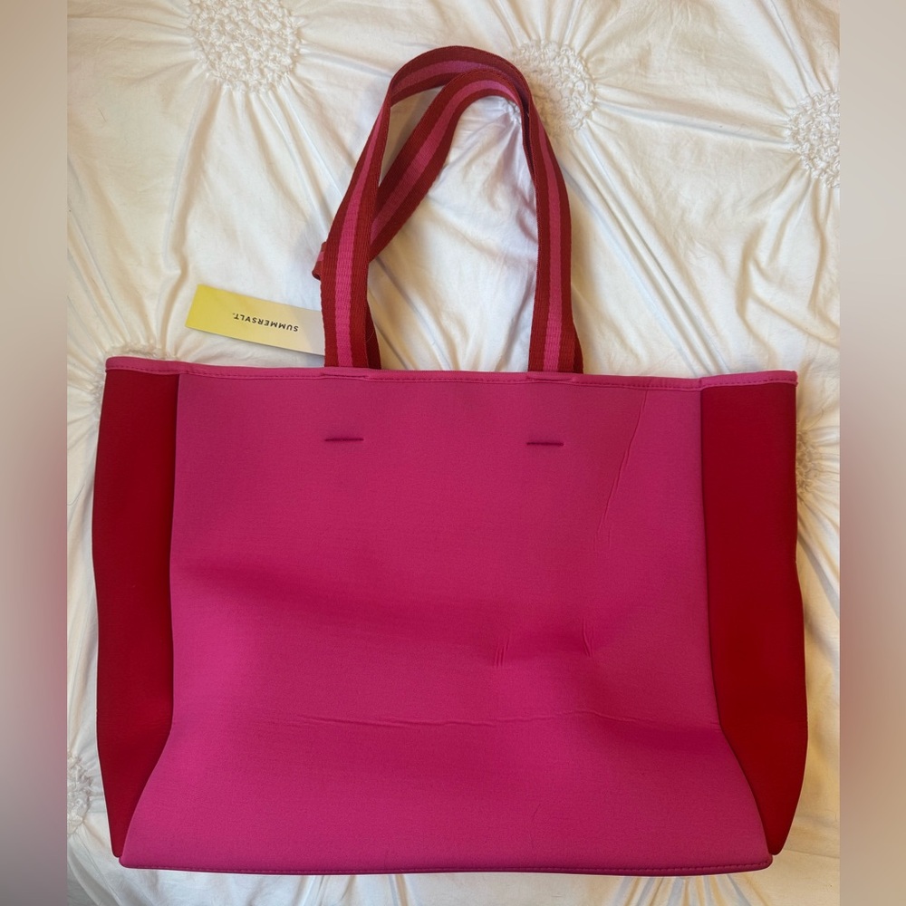 summersalt Pink and Red Neoprene Tote